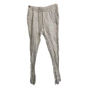 H&M Women Linen Pants Sand Color Elastic Waist Size XS